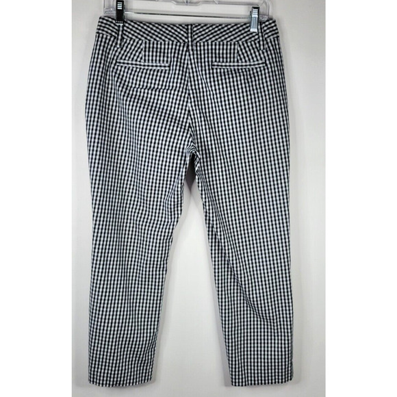 Lands End Mid Rise Slim Leg Pants Womens Size 6P Black White Check Ankle Stretch - Picture 2 of 5